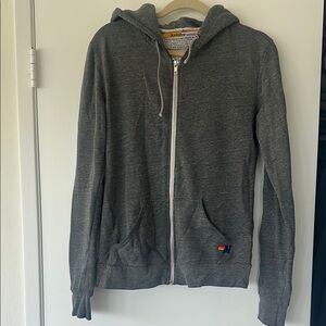 Aviator Nation Gray Bolt Zip Up Sweater